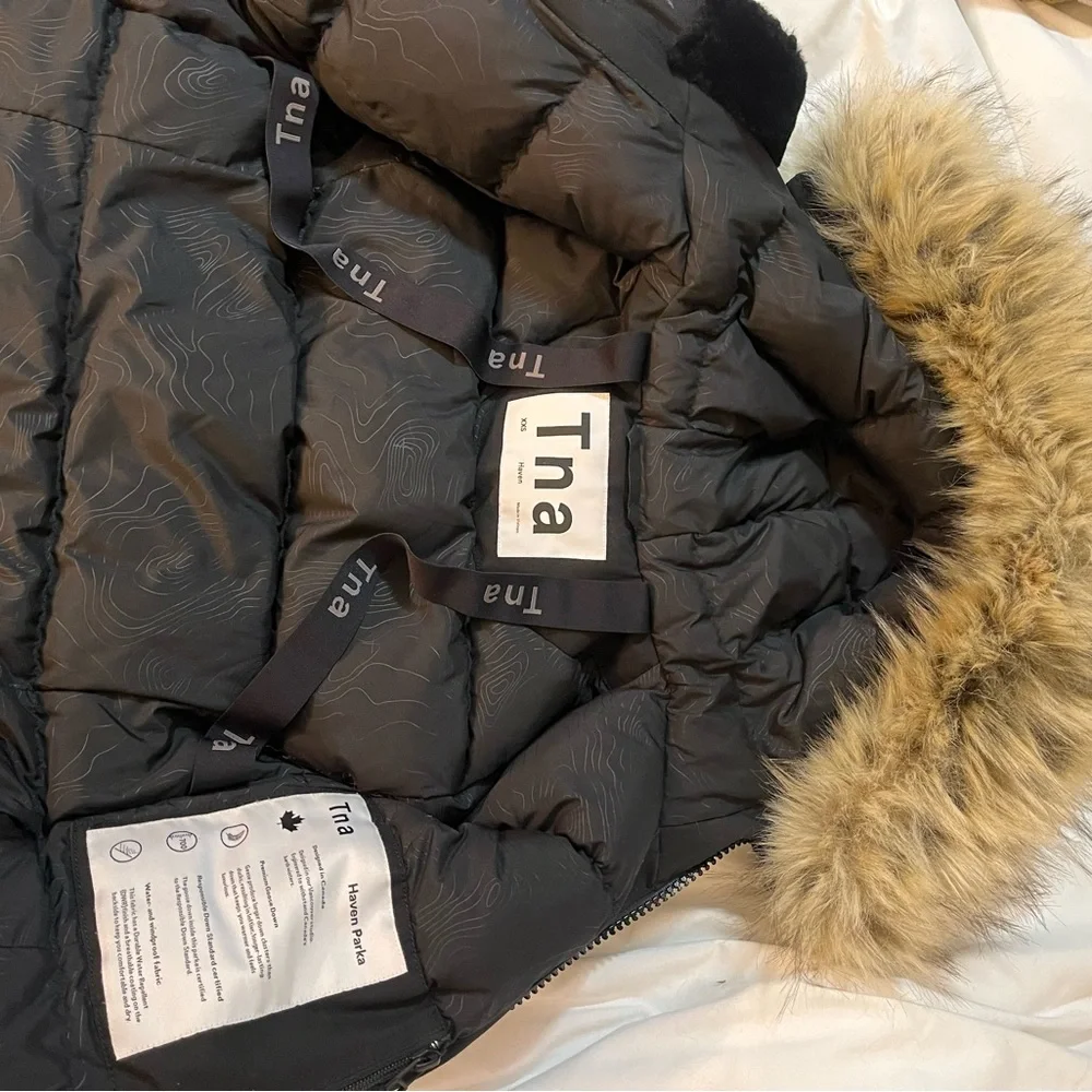 Aritizia TNA Black Ski Jacket with Faux Fur Hood goose down HAVEN XXS - Picture 6 of 8